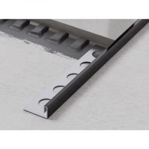 Ilcom - Profil d'angle j rectifié en acier inoxydable pour carrelage 1cm x 244cm - Noir brillant