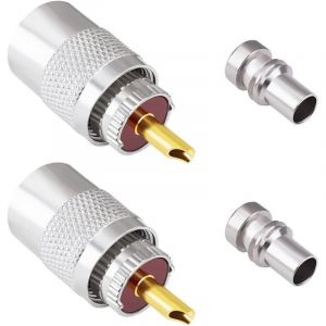 PL259 Lot de 2 connecteurs coaxiaux UHF males &agrave; souder avec r&eacute;ducteurs 50 Ohm pour RG58, RG59, RG8, RG8x, RG213, RG142, LMR195, LMR400, cable