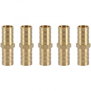 Raccord cannelé droit Ulisem, laiton, adaptateur de tuyau droit à deux voies, raccord de tuyau, connecteur, raccord de tuyau, 10 mm (10 mm, 5 pièces)