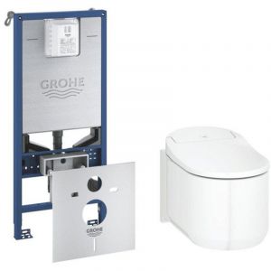 Grohe Sensia Arena Pack WC - 37.5x60cm - reservoir encastrable avec raccord &eacute;lectrique - raccord wc japonais - sans bride - avec abattant - Blanc