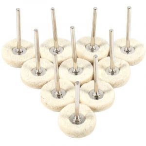 Lot de 10 tampons de polissage pour perceuse, feutre de laine de 25 mm, meuleuse, meule, disque de meulage, t&ecirc;te de polissage pour voiture, m&eacute;tal,