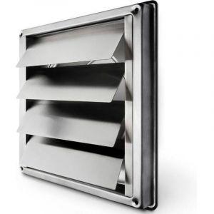 Ahlsen Grille Ventilation 150 mm Automatique Grille de Hotte R&eacute;sistant aux Intemp&eacute;ries/Mesure carr&eacute;e 184x184mm / Aeration Inox