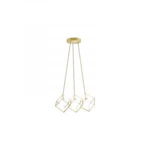 Perenz - Lampe à suspension cube en métal couleur or mat 3 lampes G9