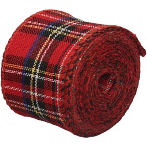 Ruban de lin décoratif de Noël en fil de fer - rouleau de lin - 2 (modèle 5 cm 6 mètres par rouleau)