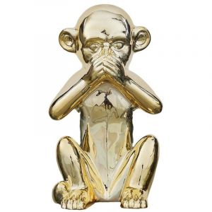 Altobuy - Statue Dorée Singe de la Sagesse 'Ne parle pas' H28cm