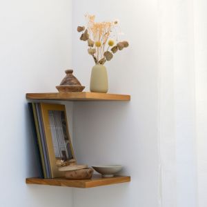 Tablette Bois Teck Huil&eacute; Carr&eacute; - Etag&egrave;re Murale - 18x235x235mm - Etag&egrave;re de Bureau, Cuisine, Salle de bain, Salon