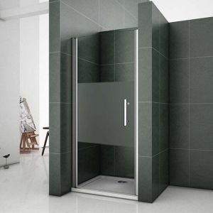Porte de douche pivotante 80x185cm en verre sande central d&eacute;poli anticalcaire