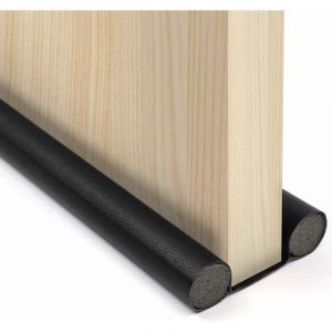 Ineasicer Bas de Porte Double Isolant - 95 cm Boudin de porte stop froid，Anti Bruit Insect, Bâton en Mousse Inséré Découpable Noir