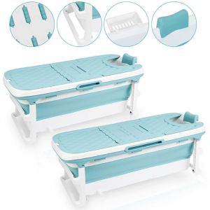 Randaco Baignoire pliable pour adulte avec Couvercle amovible Baignoire PP+TPE- pour petite salle de bain 132x60x50cm