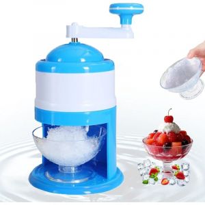 Machine à Glace Rasée Manuelle,Broyeur à Glace Portable,Machine à Glace Pilée,Idéal Pour les Smoothies et la Glace Pilée - Sans BPA (Bleu)