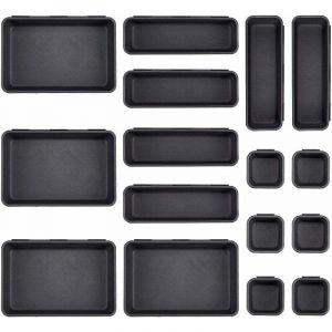 16 Pcs Bureau Tiroir Organisateur Ensemble 3 Plateaux De Taille Organisateurs De Maquillage En Plastique Argenterie Tiroirs De Rangement Diviseurs