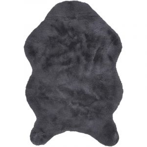 Tapis Forme Peau de Bête 60x90cm Imitation Fourrure Fine Gris Anthracite