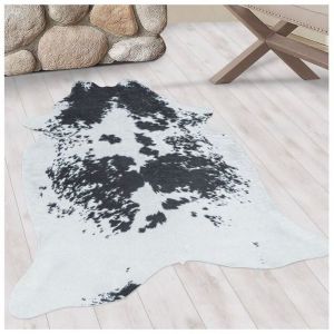 Allotapis - Tapis lavable en machine noir imitation peau de b&ecirc;te Malu Noir 100x135