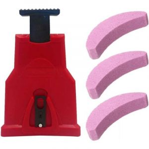 Affuteuse Chaine Tronconneuse avec Kit de 3 Pierres &agrave; Aiguiser Affuteuse de Chaine Tronconneuse Kit Affutage Chaine Tron&ccedil;onneuse Affuteur Chaine