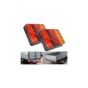 SHINING HOUSE Feu arrière étanche à 8 LED, 2 pièces, rouge jaune, 12V, adapté aux remorques, camions, bateaux, voitures, avertissement de style