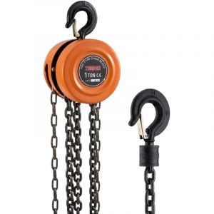 Teeno - Palan Manuel à Chaine avec Crochet Robuste Capacité de charge 1 Tonne hauteur de levage 3,0 m, Chaîne G80, Orange (1 t 3 m)