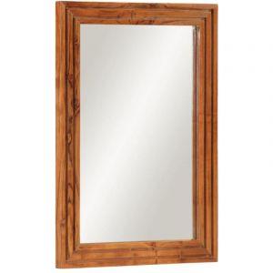 Miroir salle de bain 50x70 cm bois massif d'acacia et verre