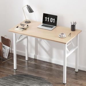 Soges - Petite Table Pliante、Bureau d'angle pour Bureau à Domicile,100x60x75cm,Pink Oak