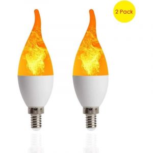 Aougo - 2Pcs Ampoule Flamme led Flamme Effet Scintillant Ampoules De Feu Exterieur a Lenvers Ampoule Lampe Decoration Vintage pour Festival Hotel