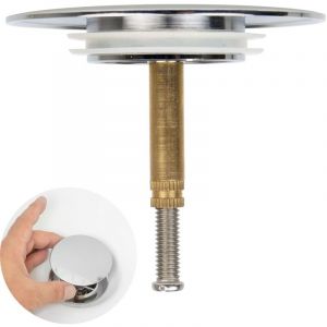 Beijiyi - Bouchon de Baignoire, ø 72 mm, avec Double Joint, Réglable en Hauteur, Bouchon de Baignoire Universel, Clapet de Lavabo, en Laiton Trempé