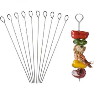 Tigrezy - Pic Brochette Inox, 10pcs Brochettes pour Barbecue,Brochette Barbecue Réutilisables,Pique a Brochette pour Les Fêtes,Le Jardin,Le Feu de