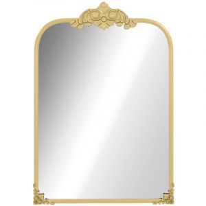 Frixovel - Miroir Mural 60 x 87 Cm, Miroir De Salle De Bain En Style Baroque Avec Cadre Métallique Décoratif Doré Pour Salon Et Chambre à Coucher