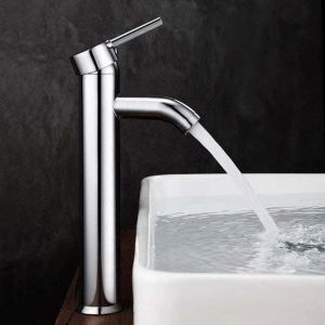 Alovez - Robinet Lavabo,Salle Bain avec Haut Mitigeur Lavabo pour Lavabo ou Vasque de Salle Bain, Chaude et Froide R&eacute;glable de Mitigeur Lavabo,Laiton