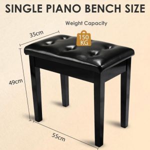 Tabouret de Piano,Siege Piano 55x35x49CM,Chaise Piano avec Espace de Rangement,Pieds en Bois Massif, Banc Piano avec Coussin en Cuir PU de 4CM