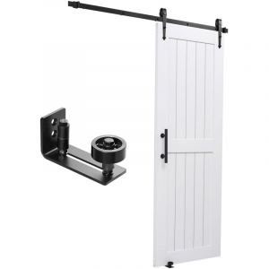 Mophorn Porte de grange coulissante, 762 x 2134 mm, panneau MDF, kit de porte avec quincaillerie, rev&ecirc;tement PVC r&eacute;sistant &agrave; l'eau, installation