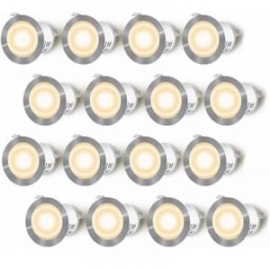 Spot Encastrable Exterieur 16Pcs, IP67 Mini Spot Led &Oslash;32MM Blanc Chaud Eclairage Escalier Exterieur, &eacute;tanche LED Encastrable pour Terrasse Jardin