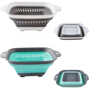 passoire pliable silicone,passoire cuisine pliable,passoire retractable,passoire pliable camping-2pcs (Blanc Gris + Vert Clair)