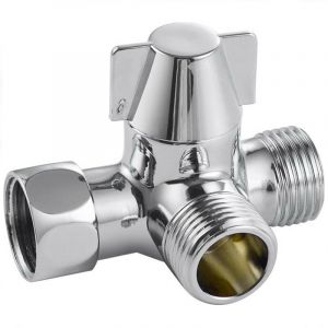 Ahlsen - Inverseur à 3 voies Commutateur de vanne pour douche, Douchette et douche de tête bras de douche inverseur 3 voies laiton massif, chrome