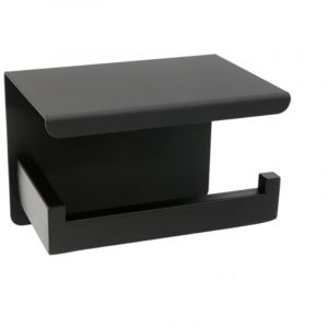 Distributeur papier WC avec &eacute;tag&egrave;re LOFT-GAME noir mat - Noir