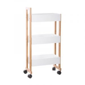 Desserte 3 Niveaux en Bambou 'Natureo' 80cm Blanc