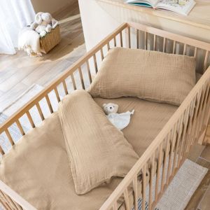 Terre De Nuit - Housse de couette bébé 80x120 gaze de coton beige noa - noa