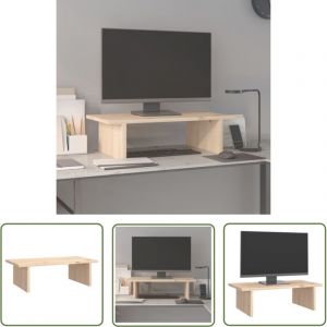 The Living Store - Support pour moniteur 50x27x15 cm Bois de pin solide - Support Ordinateur - Support Ecran - Support Monitor - Stand Pc - Meuble