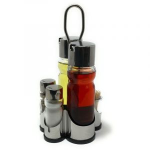 Menage Distributeur de vinaigre et d'huile Verre Sel Poivre Set de cure-dents Acier inoxydable 250 Argent Verre Distributeur d'huile