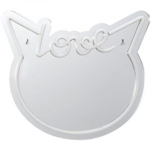 Miroir lumineux chat love kawaii rose style n&eacute;on avec port USB