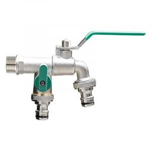 Ahlsen - Double Robinet de Jardin, robinet exterieur en alliage de zinc, robinet avec double sortie 3/4' et Entrée 1/2', Résistant à la Rouille et au
