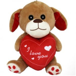 Peluche Chien Avec Coeur Je T'aime 17 Cm Cadeau De Saint Valentin 68089