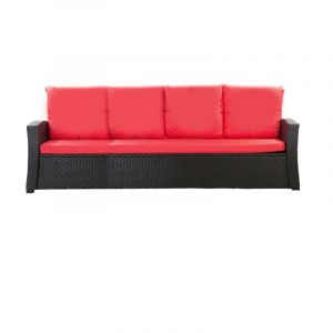 Coussins de chaise de jardin 2 pcs Coussin d'assise 56x52x7+56x50 rouge Coussins pour salon de jardin Coussins de fauteuil en rotin - red