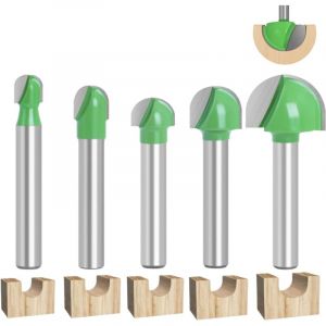 Largeight - 5pcs fraise defonceuse 6mm, fraise a fond rond bois, fraises pour défonceuses, fraise a bois, coffret fraise defonceuse 6mm / 8mm /10mm /