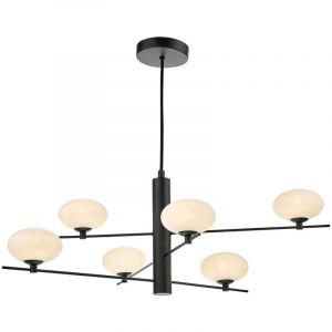 Dar Jasper Plafonnier &agrave; 6 lampes en verre opale noir mat