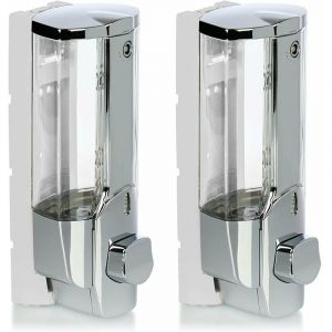 Distributeur de Savon 2X pour Montage Mural - Distributeur de Savon Mural, Rechargeable - Distributeur de Savon pour Gel Douche et shampoing (chrom&eacute;)
