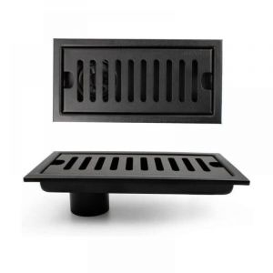 Grille Douche, 20 x 10 cm Siphon de Sol Rectangulaire, Caniveau de Douche, Noir Siphon de Sol avec Grille en Acier Inoxydable, Convient pour wc,