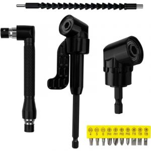 14 Pièces Renvoi D'Angle Visseuse Kit, Renvoi D'Angle Perceuse, 105° Tournevis Flexible, 1/4' Embout, Extension de Foret Flexible pour Perceuse ou