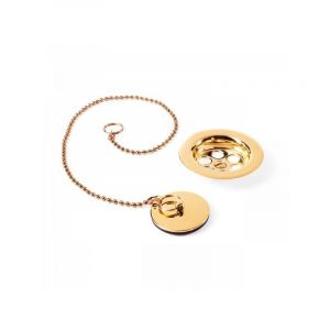 Tres - Bonde à bouchon pour lavabo, bidet et évier ø 70 mm Chaînette de 42 cm. 03474601OR
