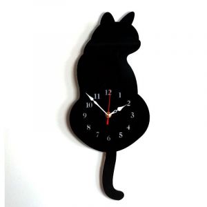 Feiyue - Horloge murale silencieuse à queue de chat créative et tendance