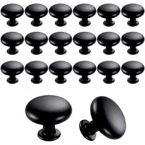 Sunxury - 20PCS Boutons de Porte Boutons de Tiroir 30mm Vintage Poign&eacute;es Boutons de Meuble de Meuble pour Placards de Cuisine (Black)