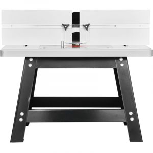 Mophorn - Table de toupie d'établi 61x40 cm, avec guide ajustable, plateau en mdf, base métallique solide, ports pour collecte de poussière,